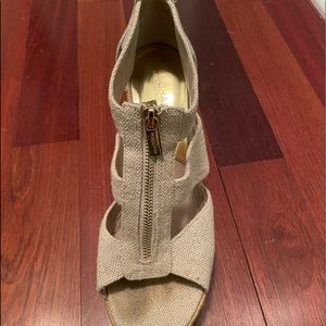 Michael Kors Tan Espadrille Wedge Zip Heel Size 9